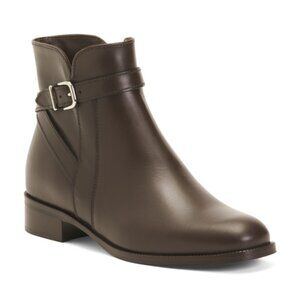 LA CANADIENNE Leather Suri Buckle Booties